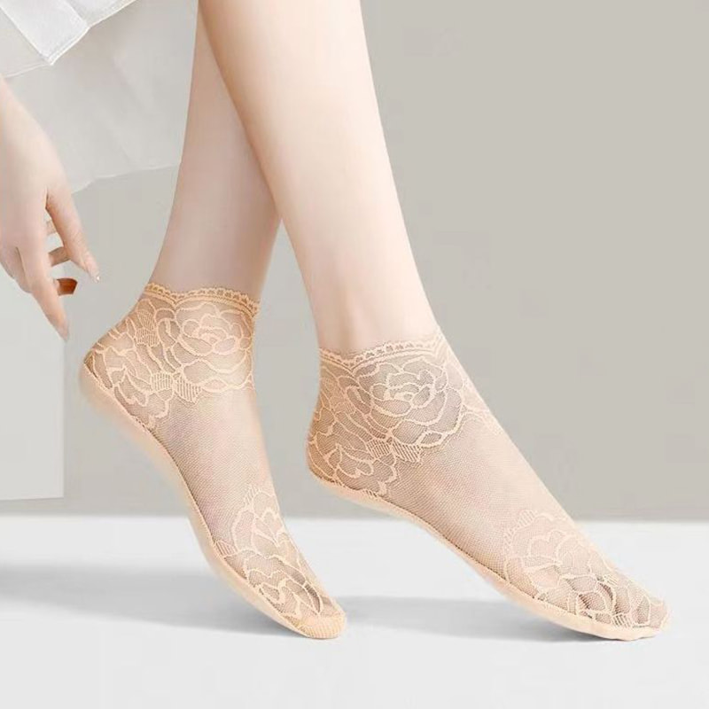 Lace Border Socks, Children's Cotton Sole, Spring and Summer Sexy Transparent Short Socks, Sock Flower